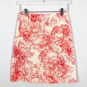 Anthro Elevenses Peach China Floral Corduroy Skirt